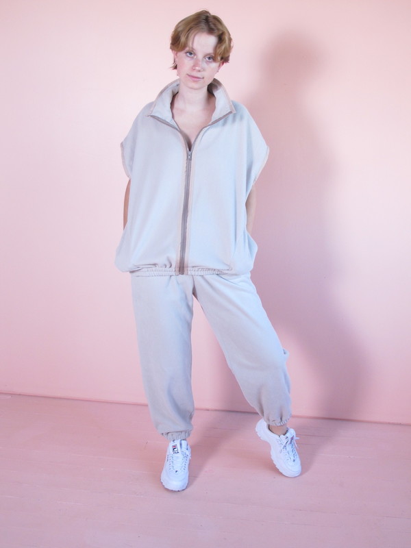 unisex Folk Fortune Eco fleece High Waisted Pants - Cream unisex Folk Fortune Eco fleece High Waisted Pants - Cream