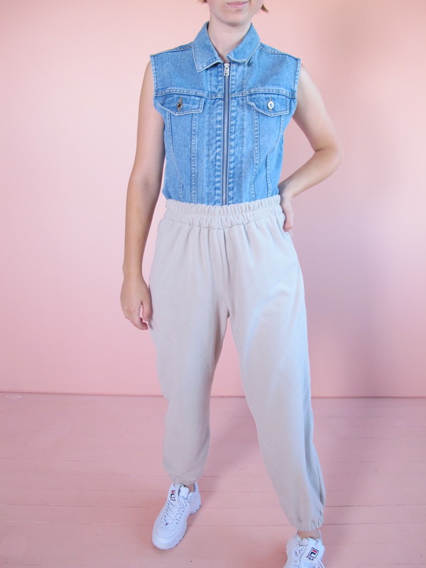 unisex Folk Fortune Eco fleece High Waisted Pants - Cream unisex Folk Fortune Eco fleece High Waisted Pants - Cream