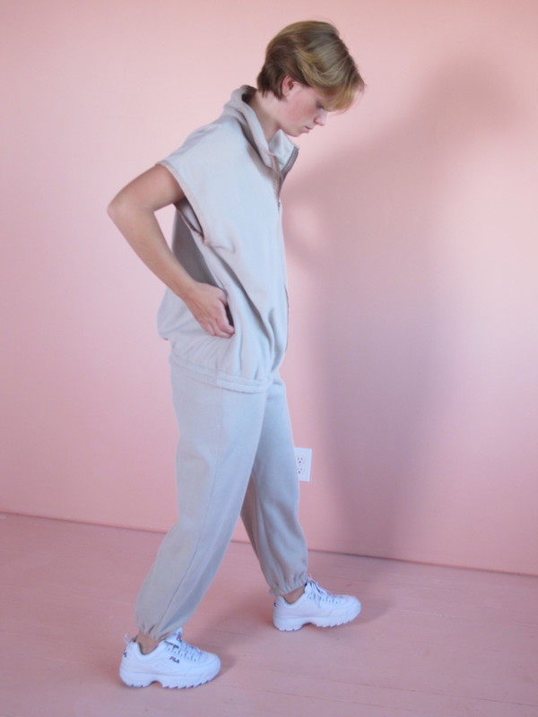 unisex Folk Fortune Oversized Eco fleece Vest - Cream unisex Folk Fortune Oversized Eco fleece Vest - Cream