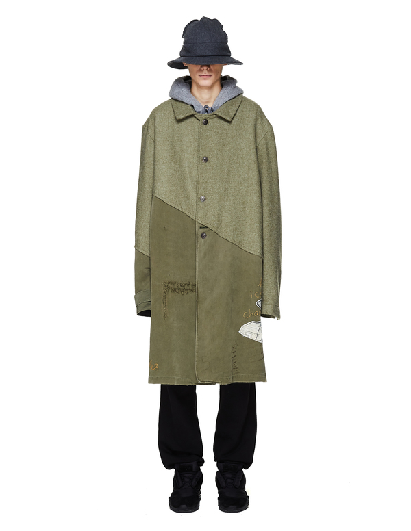 Greg Lauren 50/50 Army Tweed Coat - Khaki | Garmentory