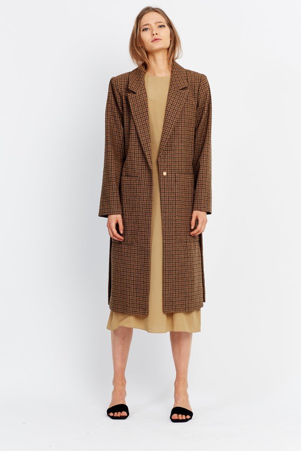 tan check coat