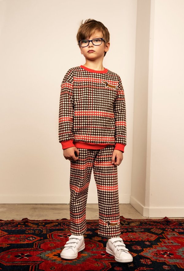 kids mini rodini houndstooth sweatshirt - red kids mini rodini houndstooth sweatshirt - red