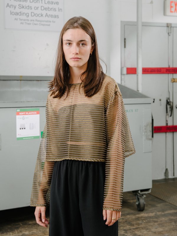 Priory See Thru Bare Crop Top - Black/Gold Priory See Thru Bare Crop Top - Black/Gold