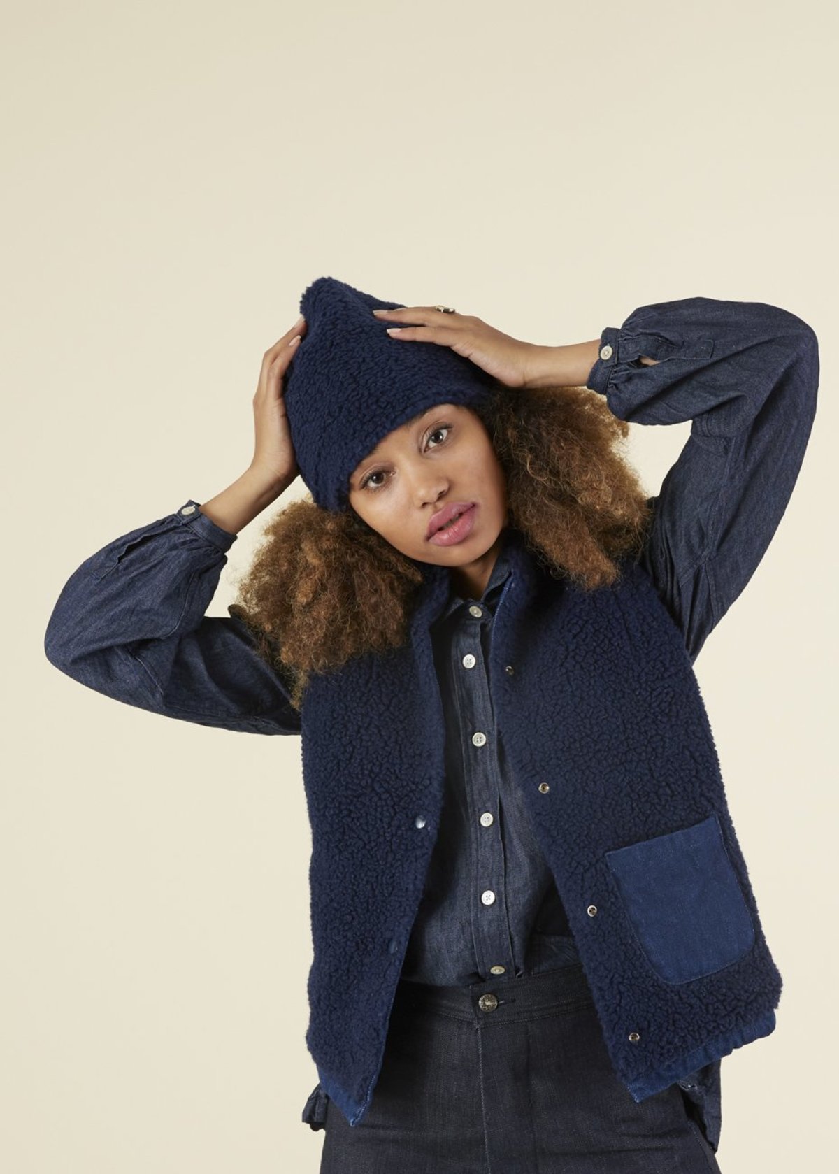 Uqnatu Reversible Sherpa Vest - Navy - Image 1 of 5