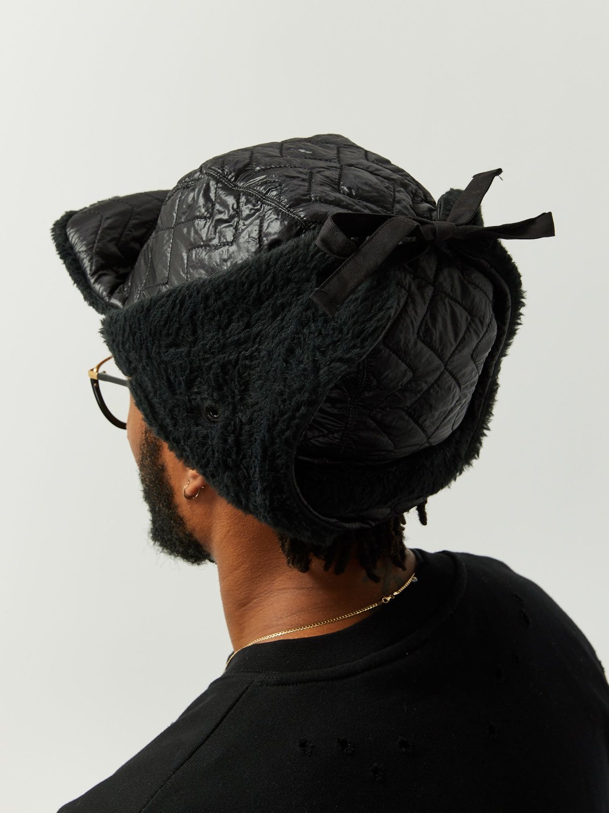Monitaly Quilted Aviator Hat - Black | Garmentory