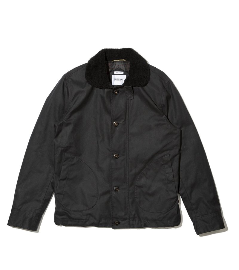 【タカアキ】FREEMANS SPORTING CLUB ジャケット Freemans Sporting Club Deck Waxed Cotton Jacket - Black | Garmentory