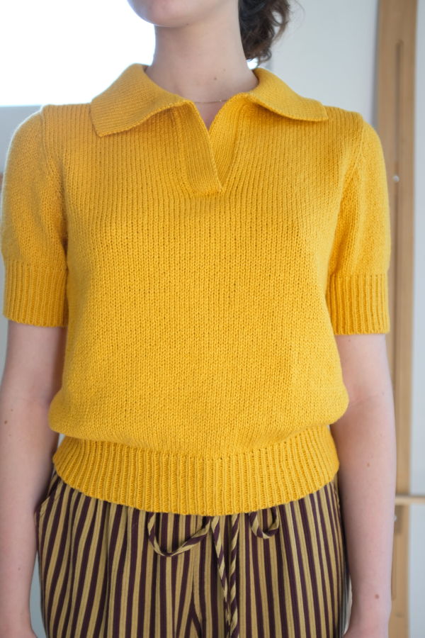 Beklina Knit Polo Top - Turmeric
