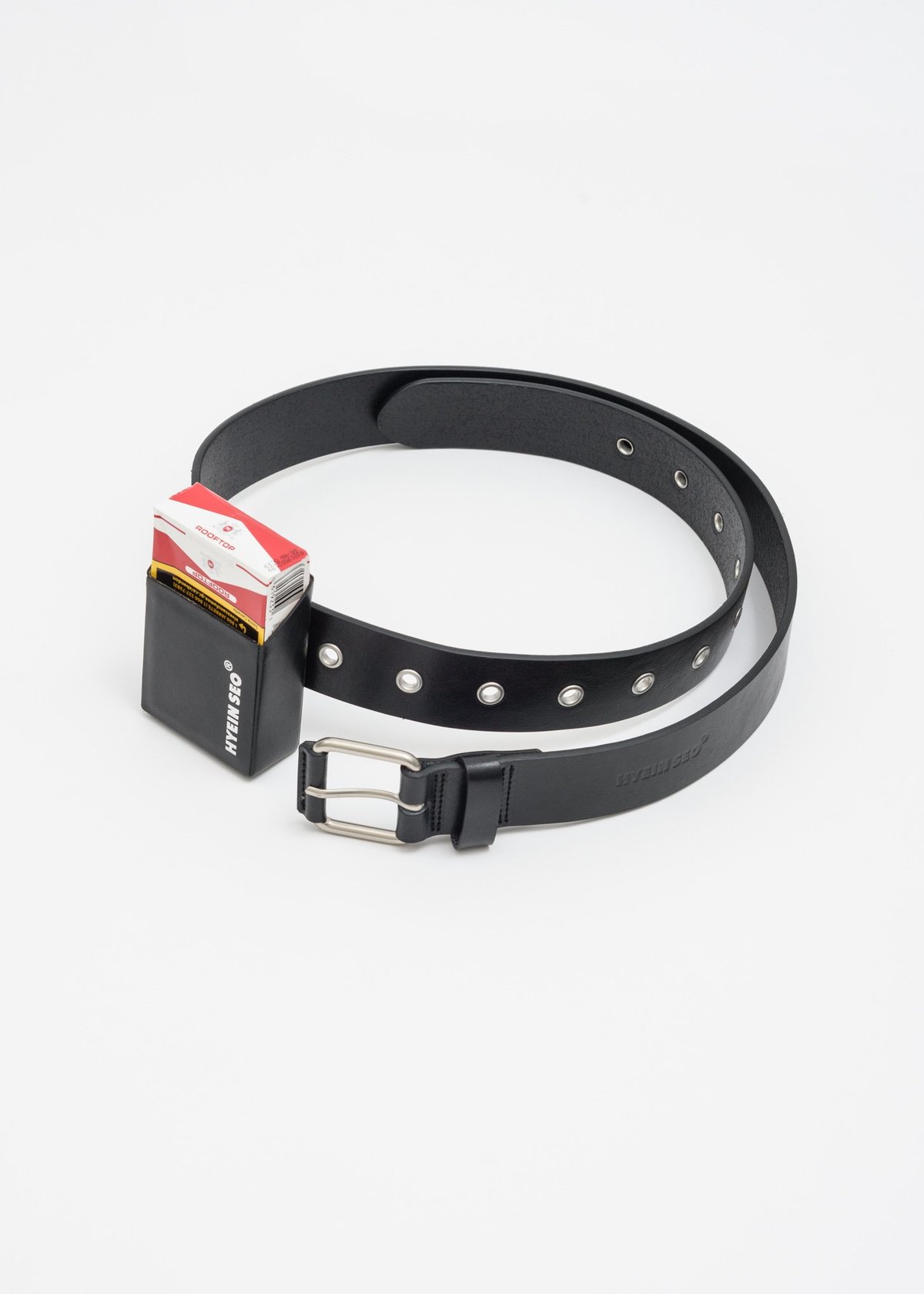 Hyein Seo Leather Belt with Cigarette Holder - black