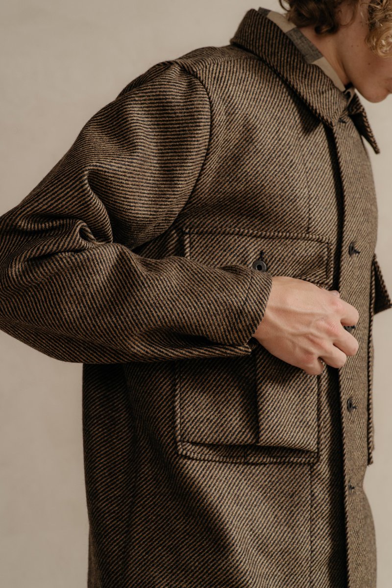 Evan Kinori NAVY & TAN BELLOW POCKET JACKET | Garmentory