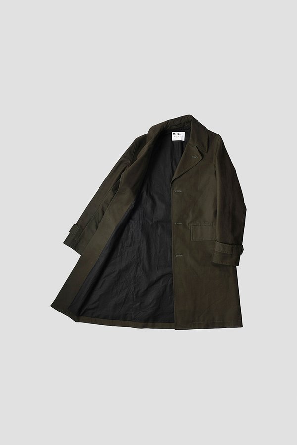 Margaret Howell Military Washed Dense Cotton Overcoat - Dark Olive