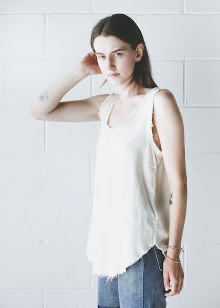 Black Crane Center Seam Tank in Cream Black Crane Center Seam Tank in Cream