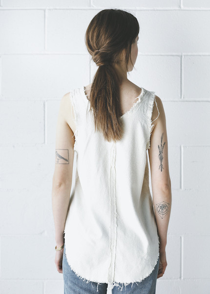 Black Crane Center Seam Tank in Cream Black Crane Center Seam Tank in Cream