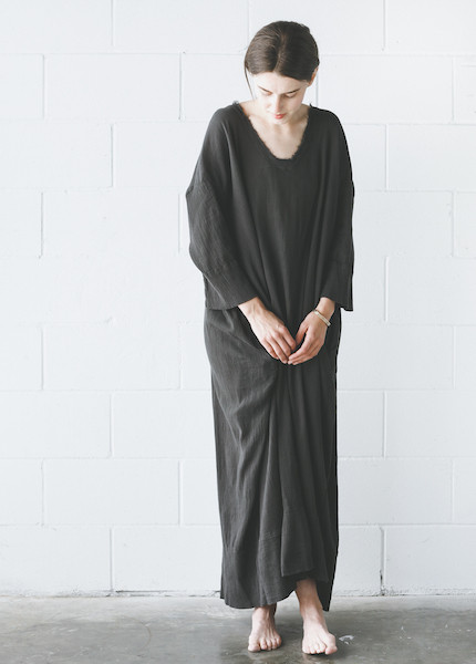 Black Crane Kaftan Dress in Charcoal Black Crane Kaftan Dress in Charcoal
