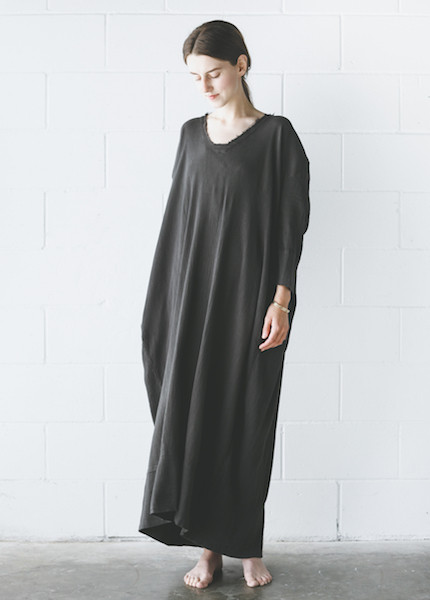 Black Crane Kaftan Dress in Charcoal Black Crane Kaftan Dress in Charcoal
