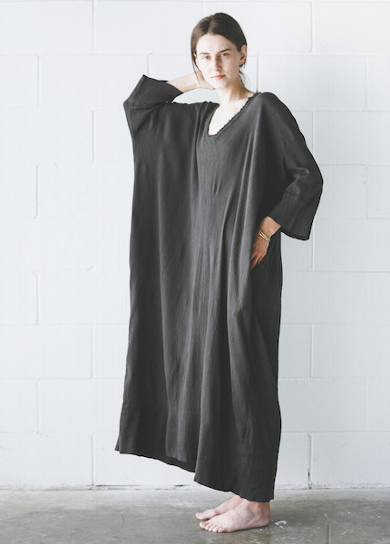 Black Crane Kaftan Dress in Charcoal Black Crane Kaftan Dress in Charcoal