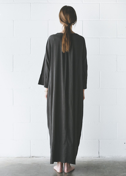 Black Crane Kaftan Dress in Charcoal Black Crane Kaftan Dress in Charcoal