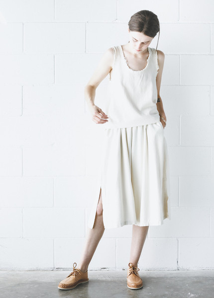 Black Crane Slit Wide Culotte in Cream Black Crane Slit Wide Culotte in Cream