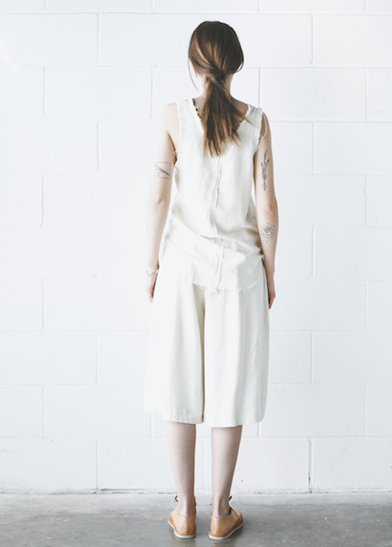Black Crane Slit Wide Culotte in Cream Black Crane Slit Wide Culotte in Cream