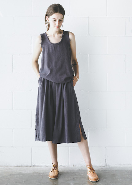 Black Crane Slit Wide Culotte in Midnight Black Crane Slit Wide Culotte in Midnight
