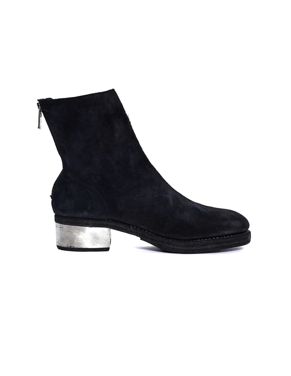 Guidi Suede Metallic Heel Boots - Black Guidi Suede Metallic Heel Boots - Black