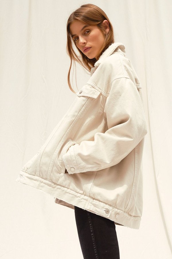 white denim sherpa jacket