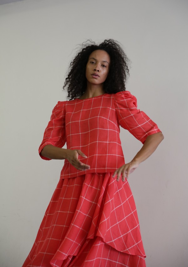 MARA HOFFMAN KATYA TOP - WHITE RED MARA HOFFMAN KATYA TOP - WHITE RED