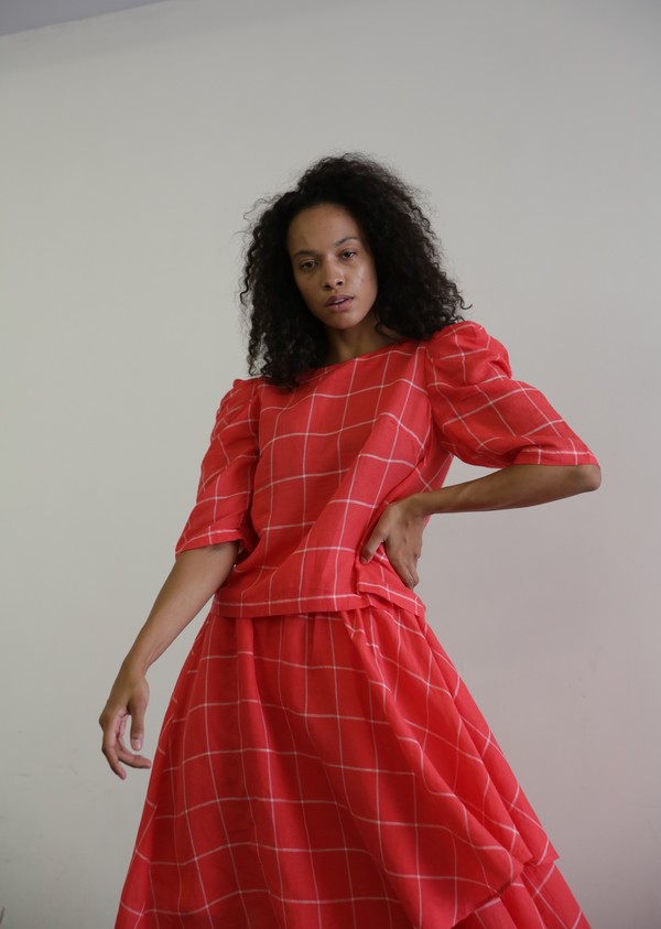 MARA HOFFMAN KATYA TOP - WHITE RED MARA HOFFMAN KATYA TOP - WHITE RED