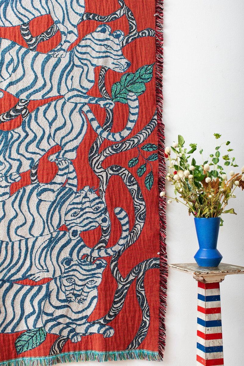 Olivia Wendel Red Tiger Landscape Blanket