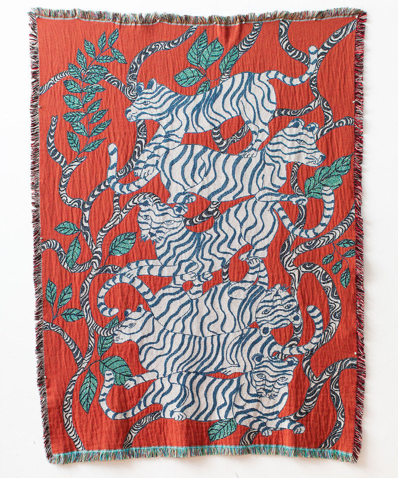 Olivia Wendel Red Tiger Landscape Blanket