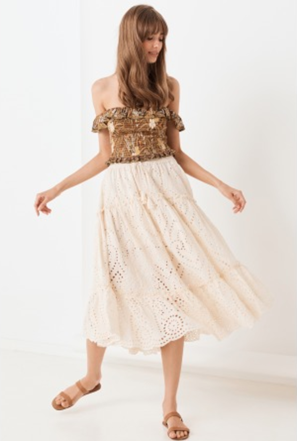SPELL & THE GYPSY COLLECTIVE Fairytale Anglaise Skirt - Cream