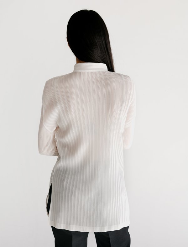 Pleats Please Mao Collar Shirt - White | Garmentory