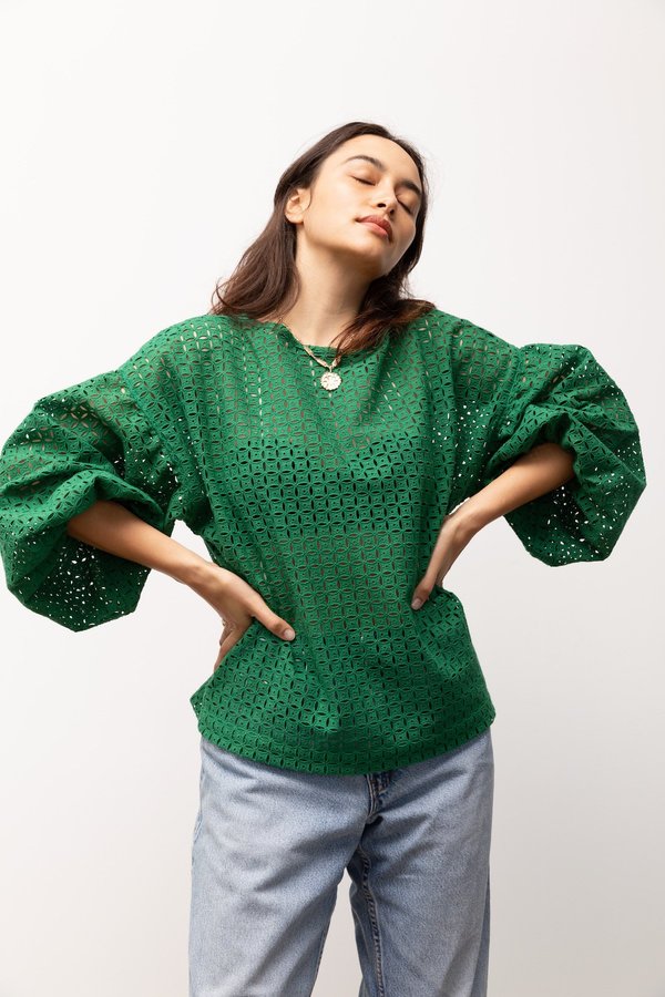 BEFORE MARCH Broidery Bella Blouse - Green BEFORE MARCH Broidery Bella Blouse - Green