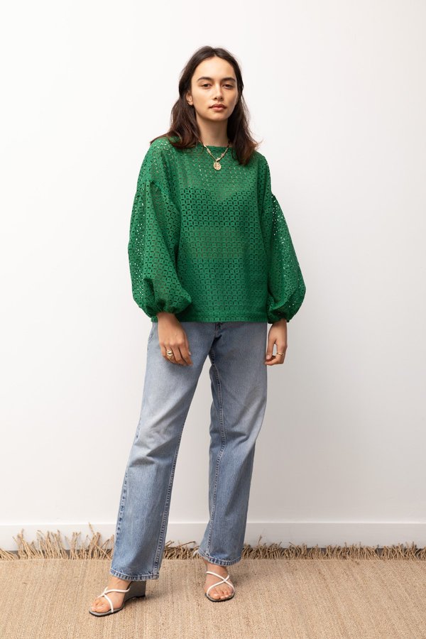 BEFORE MARCH Broidery Bella Blouse - Green BEFORE MARCH Broidery Bella Blouse - Green
