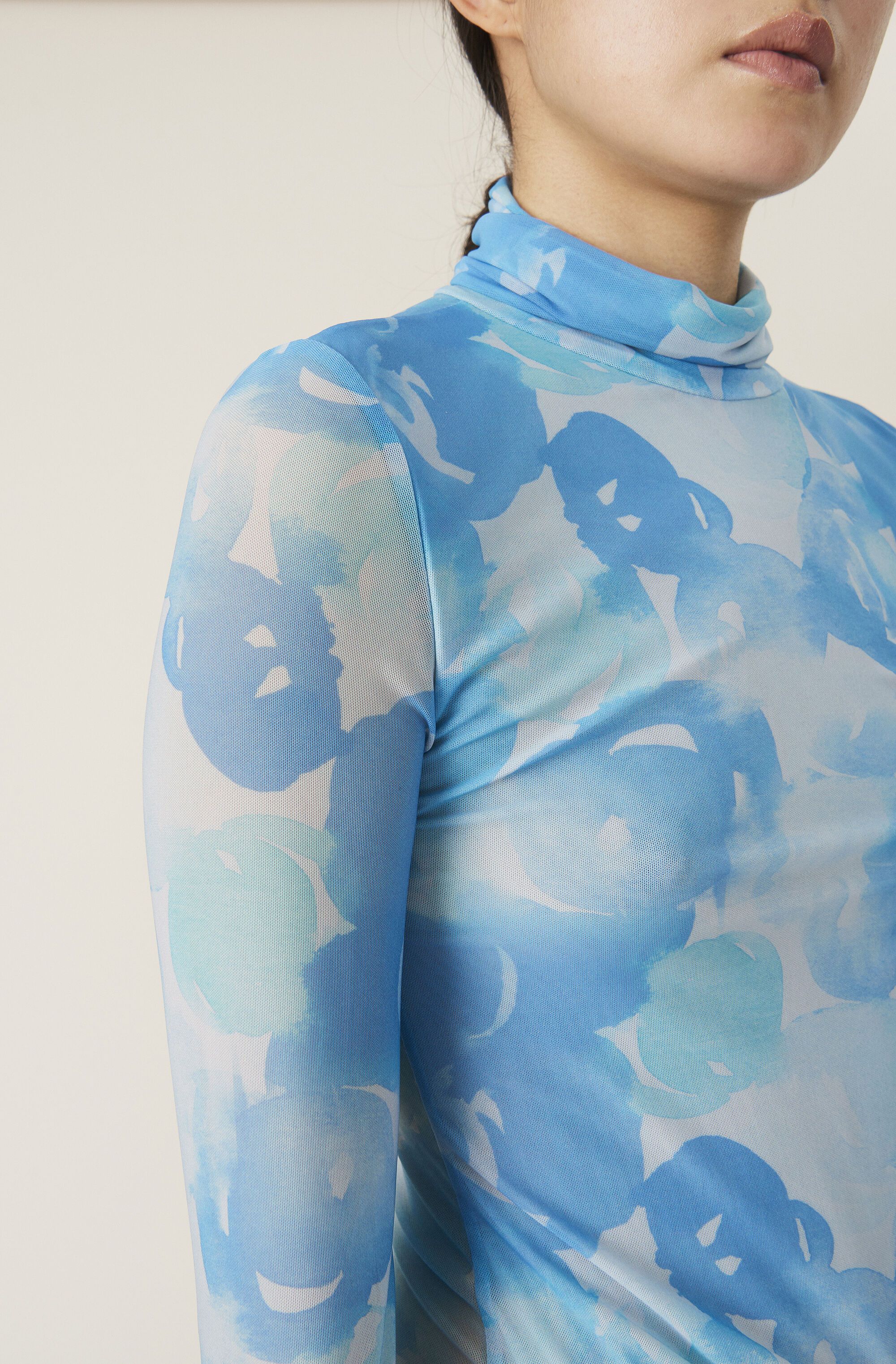 ganni printed mesh shirt