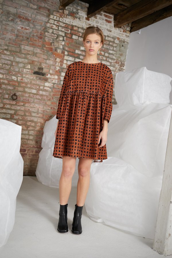 WHiT Sab Confetti Check Dress - Mocha WHiT Sab Confetti Check Dress - Mocha