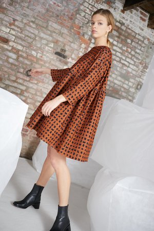 WHiT Sab Confetti Check Dress - Mocha WHiT Sab Confetti Check Dress - Mocha