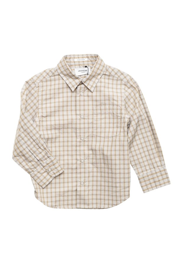 kids Arch & Line Butter Check Shirt - Light Grey