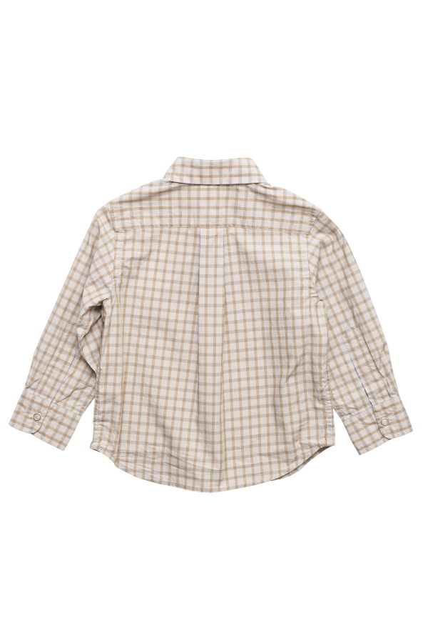 kids Arch & Line Butter Check Shirt - Light Grey