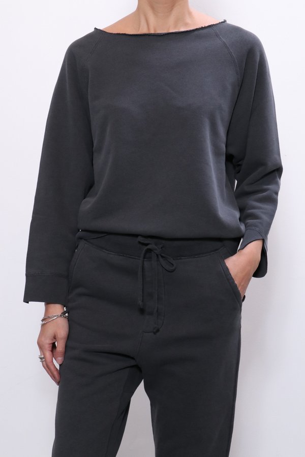Nili Lotan Luka Scoop Neck Sweatshirt - Gunmetal Nili Lotan Luka Scoop Neck Sweatshirt - Gunmetal