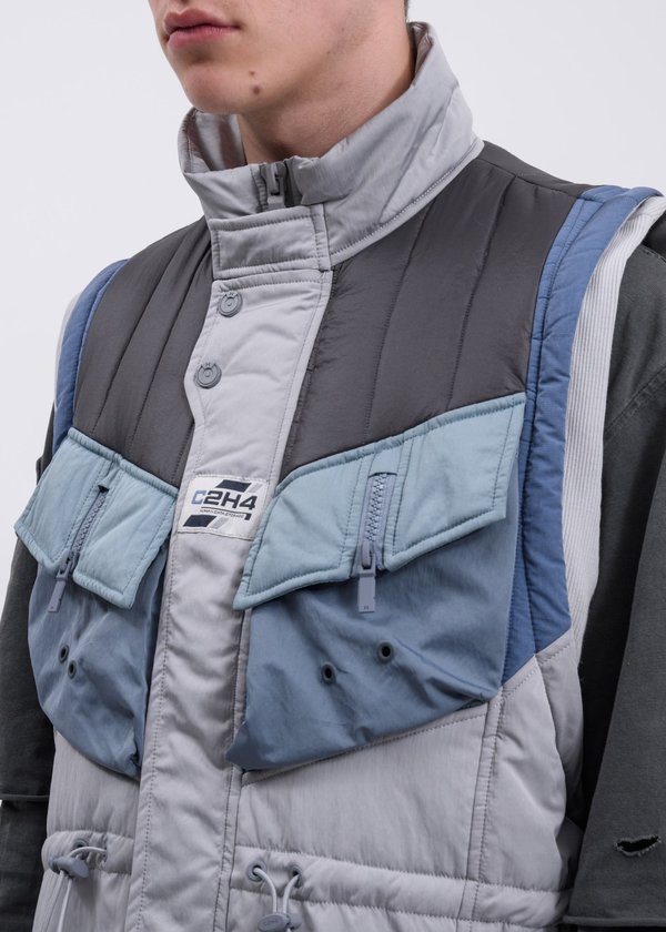 C2H4 Memory Supervisor Panelled Quilted Gilet Vest - gray/blue C2H4 Memory Supervisor Panelled Quilted Gilet Vest - gray/blue