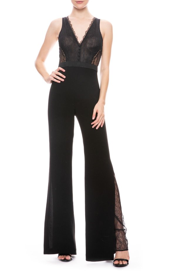 Jonathan Simkhai Sateen Lingerie Lace Jumpsuit - black Jonathan Simkhai Sateen Lingerie Lace Jumpsuit - black