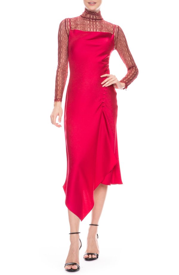 knee length dresses for ladies Pinkblush Red Lace Overlay Maternity Maxi Dress