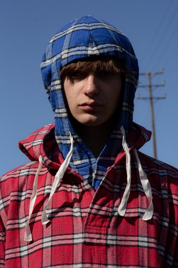 Marni Oversized Pullover Cotton Flannel Shirt with Hood - Red