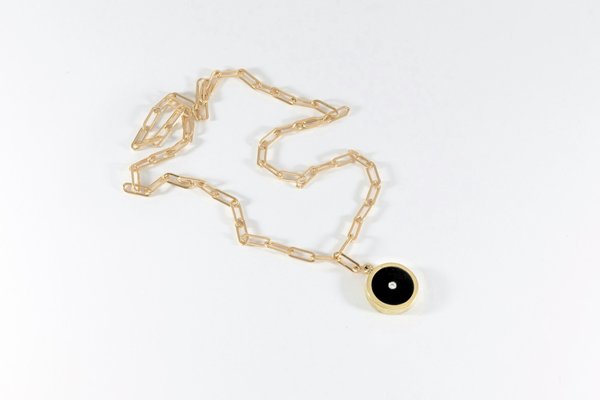 Legier Black Onyx with Diamond Round Stone Signet Pendant & Necklace Legier Black Onyx with Diamond Round Stone Signet Pendant & Necklace