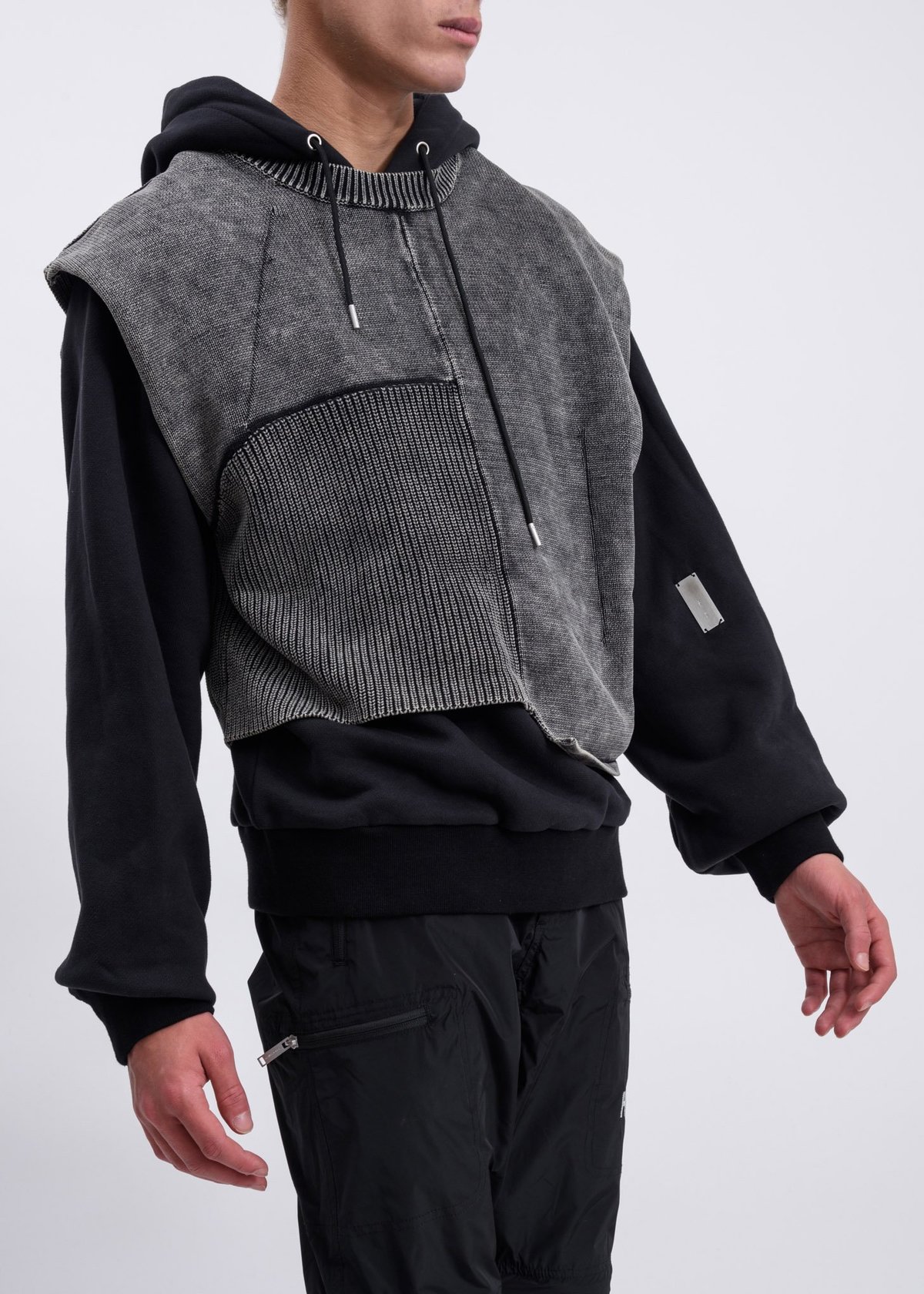 Heliot Emil Hoodie With Knitted Vest - Black | Garmentory