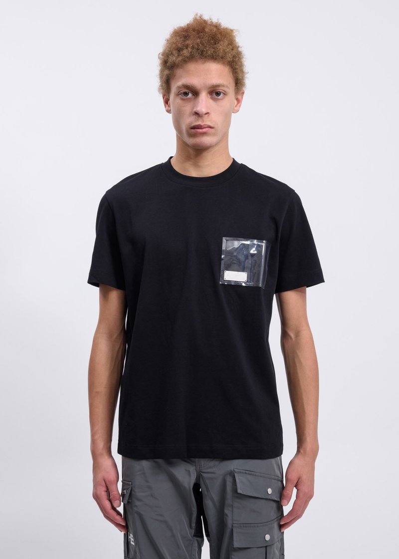 Heliot Emil T-Shirt with PVC Pocket - Black | Garmentory