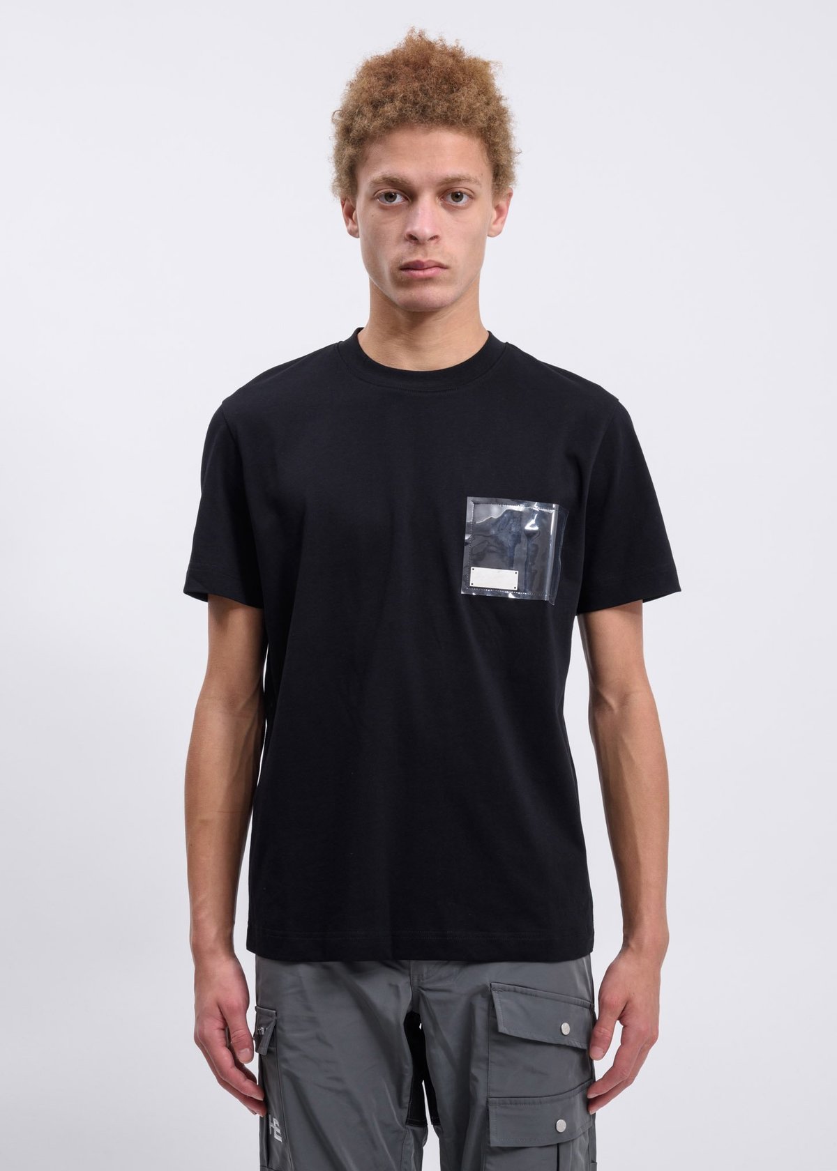 Heliot Emil T-Shirt with PVC Pocket - Black | Garmentory