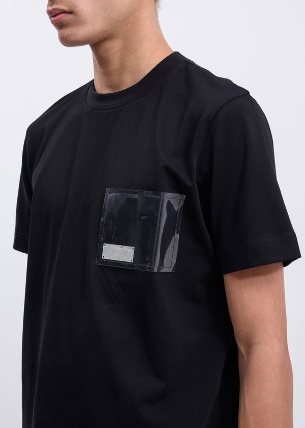 Heliot Emil T-Shirt with PVC Pocket - Black | Garmentory