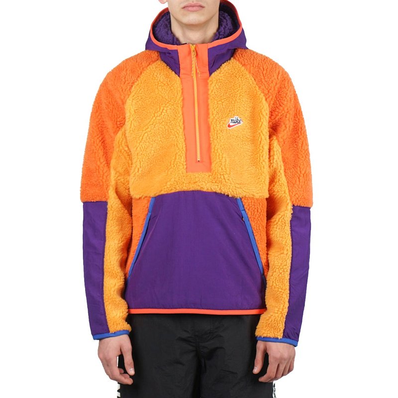 Nike 1/2-ZIP SHERPA HOODIE KUMQUAT/COURT PURPLE/STARFISH