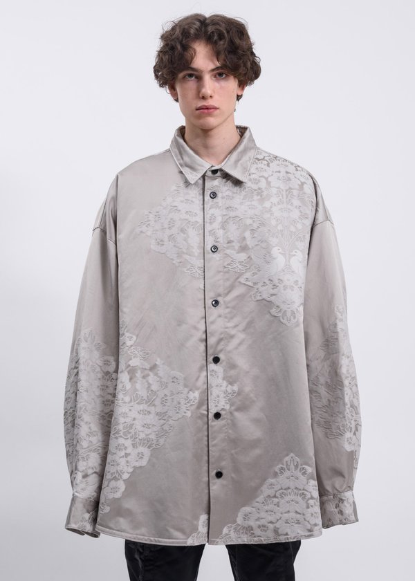 CORNERSTONE Chinese Traditional Embroidery Oversized Jacket - Grey CORNERSTONE Chinese Traditional Embroidery Oversized Jacket - Grey